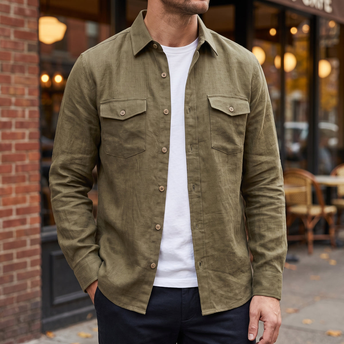 WILLOW Men's Long-Sleeve Heavy Linen Shirt