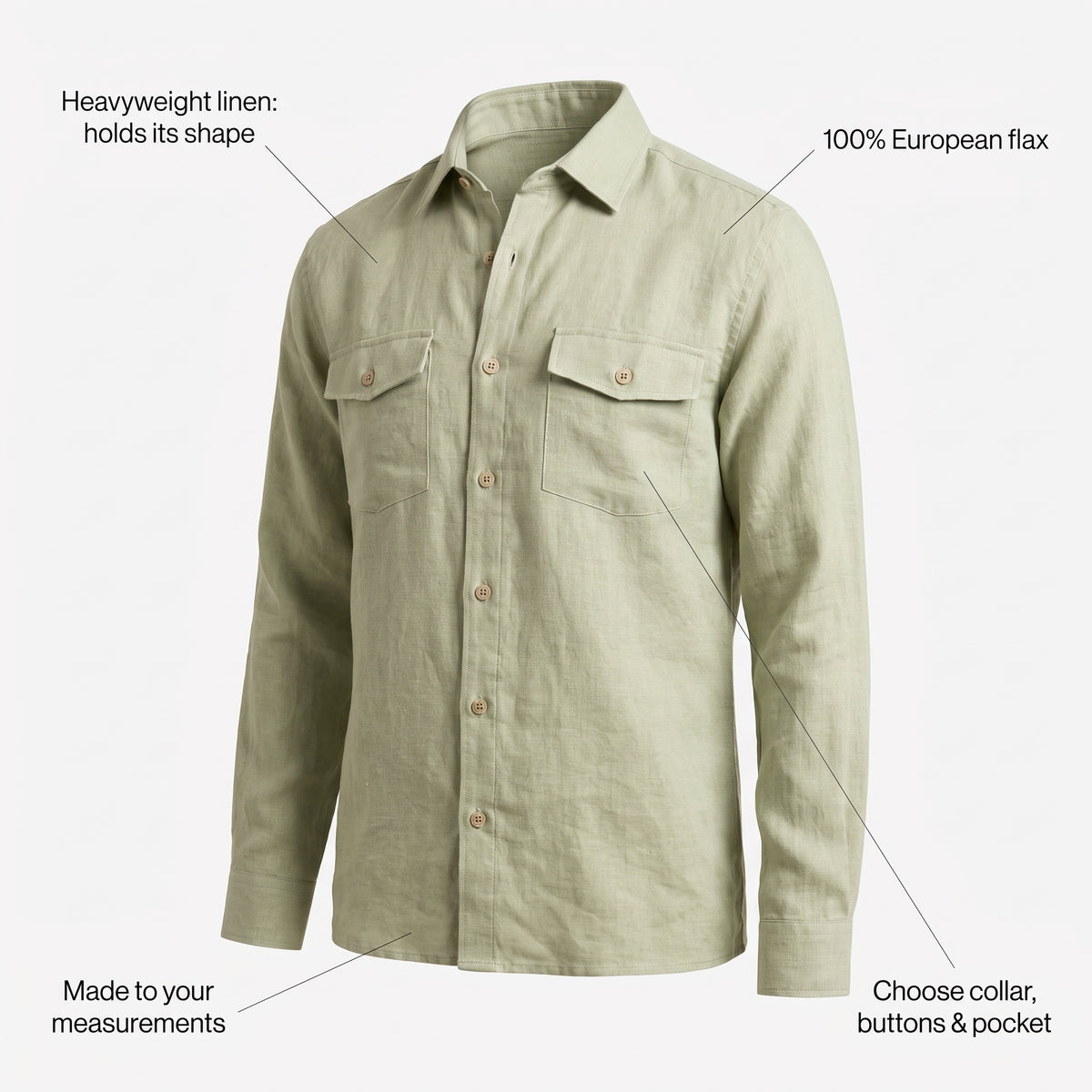 WILLOW Men's Long-Sleeve Heavy Linen Shirt