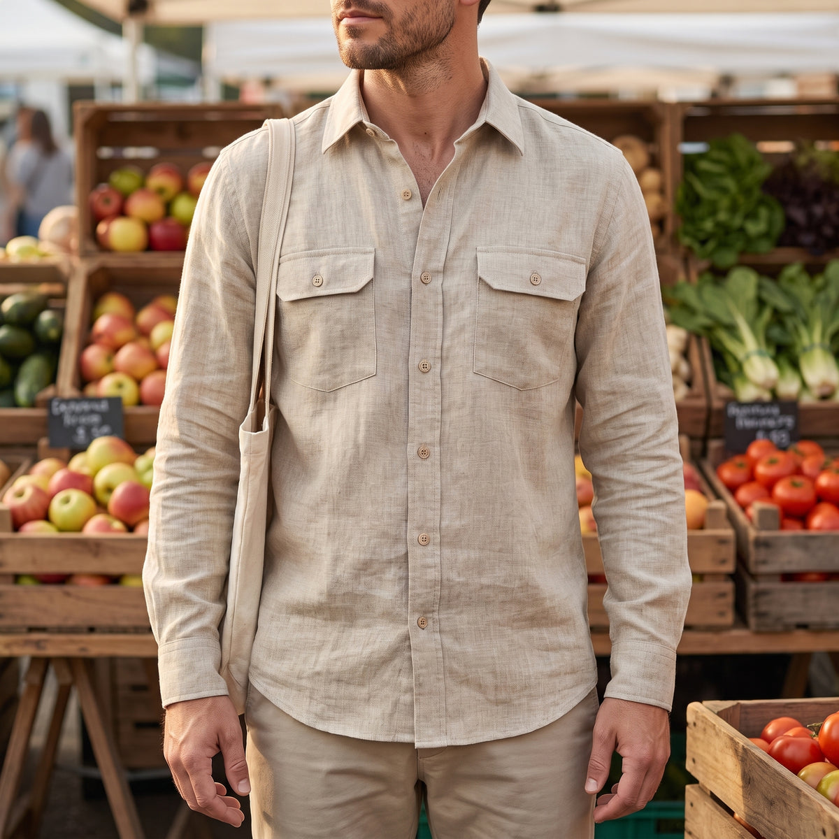 WILLOW Men's Long-Sleeve Heavy Linen Shirt