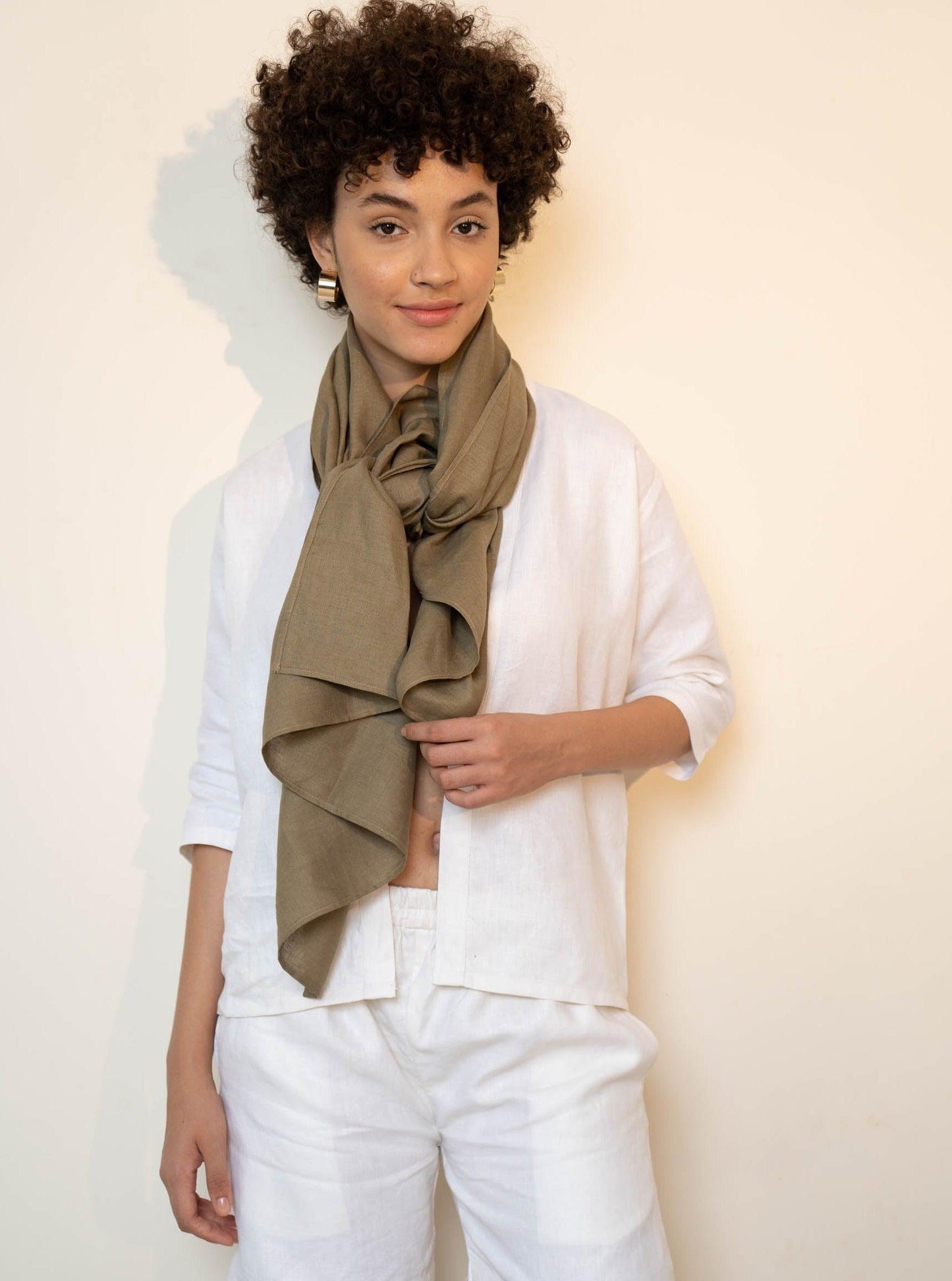 NOAH Tan Linen Scarf - OrganoLinen