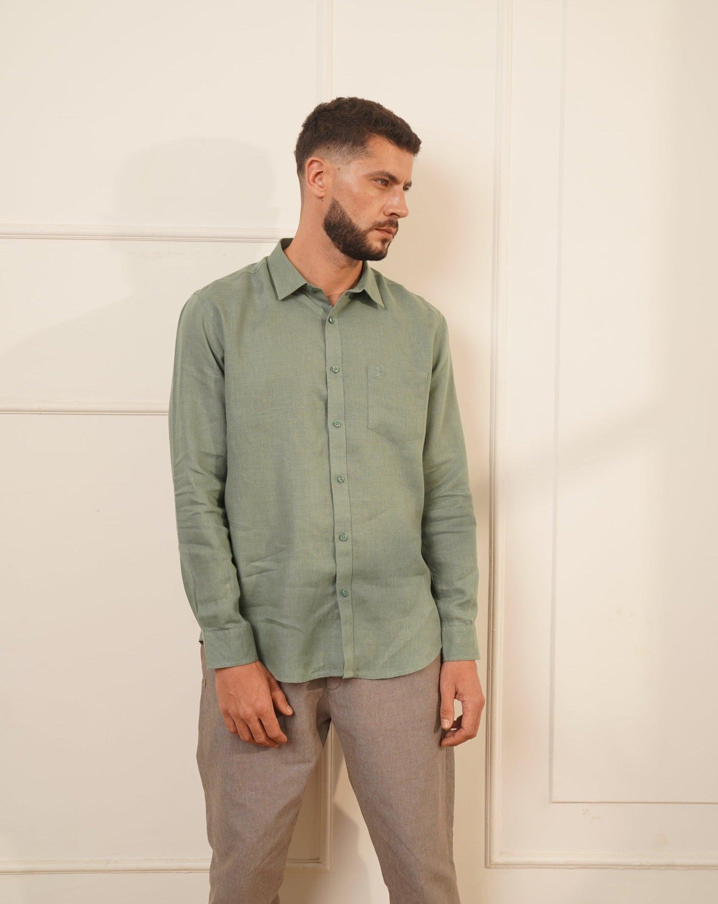 FORREST Classic Linen Shirt for Men - Forrest Green - OrganoLinen