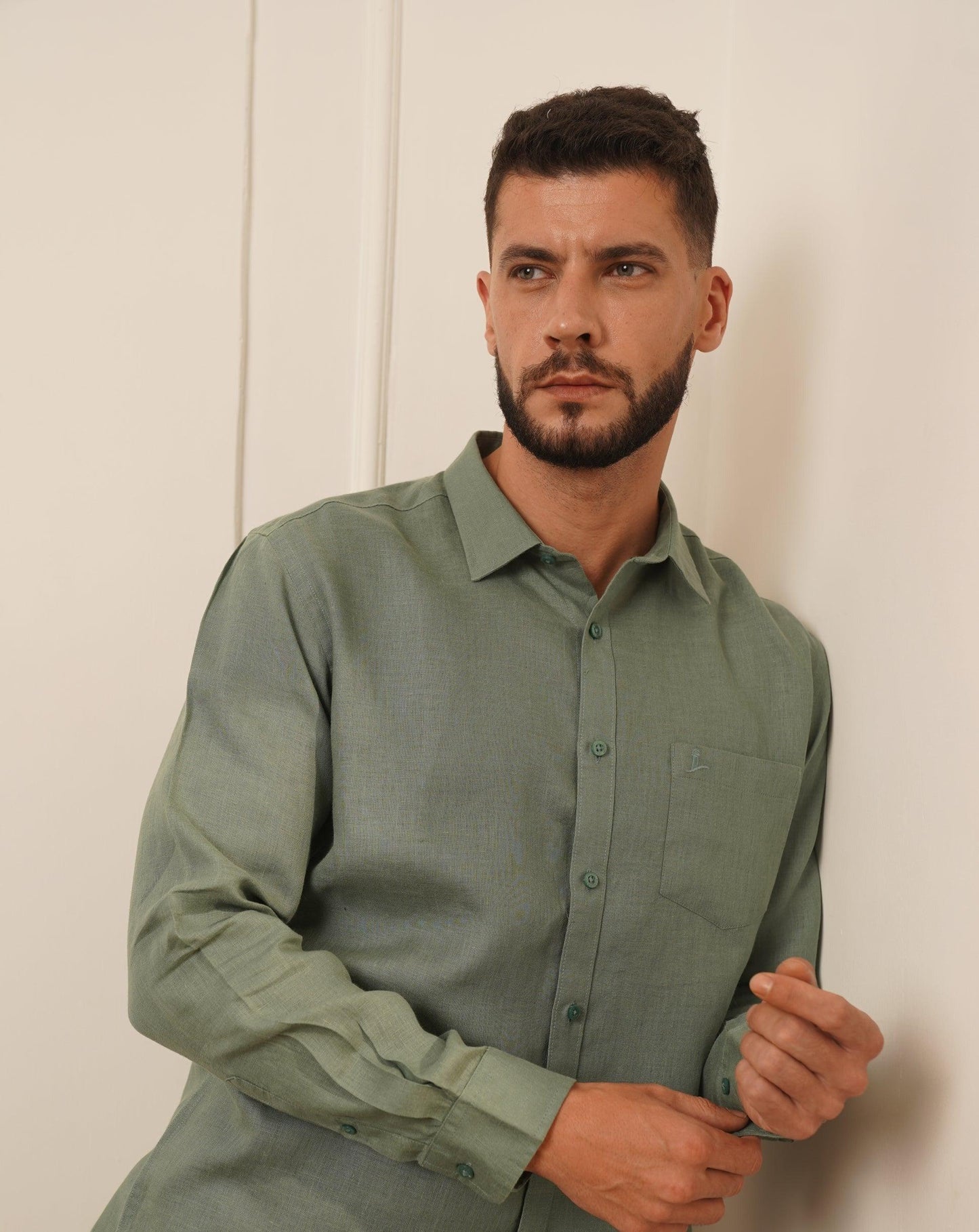 FORREST Classic Linen Shirt for Men - Forrest Green - OrganoLinen