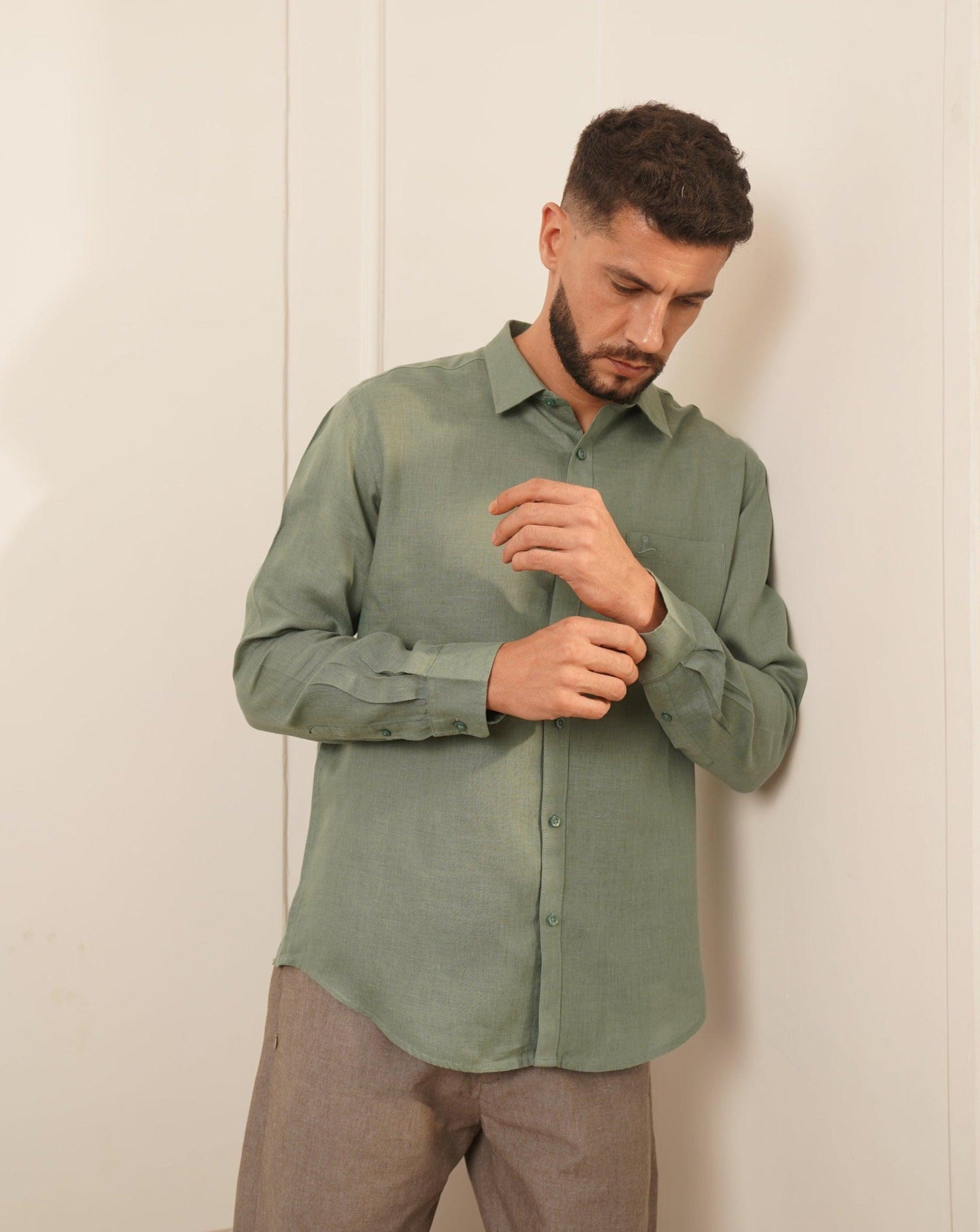 FORREST Classic Linen Shirt for Men - Forrest Green - OrganoLinen