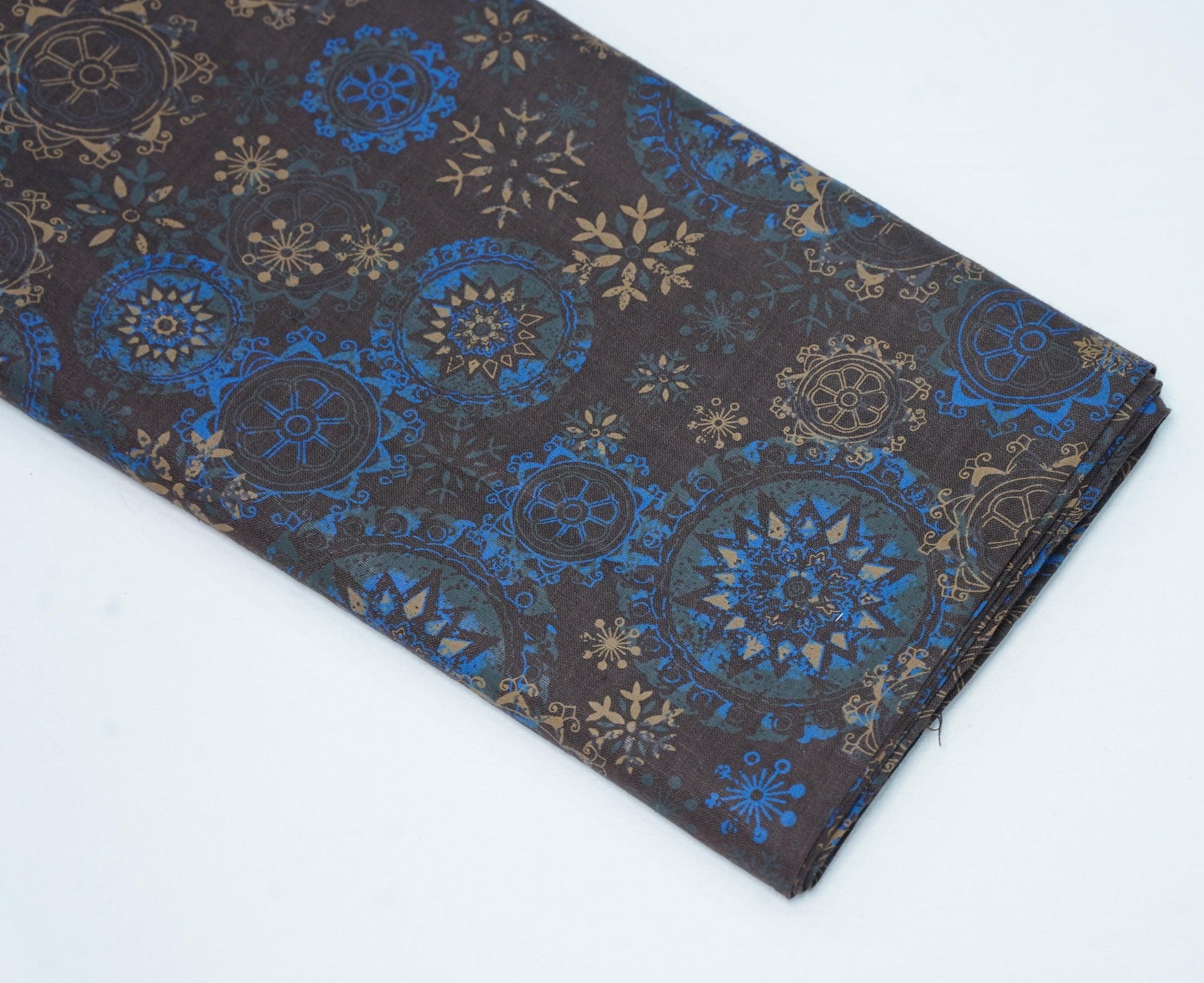 Digital Floral Print on brown base - Linen Fabric - OrganoLinen