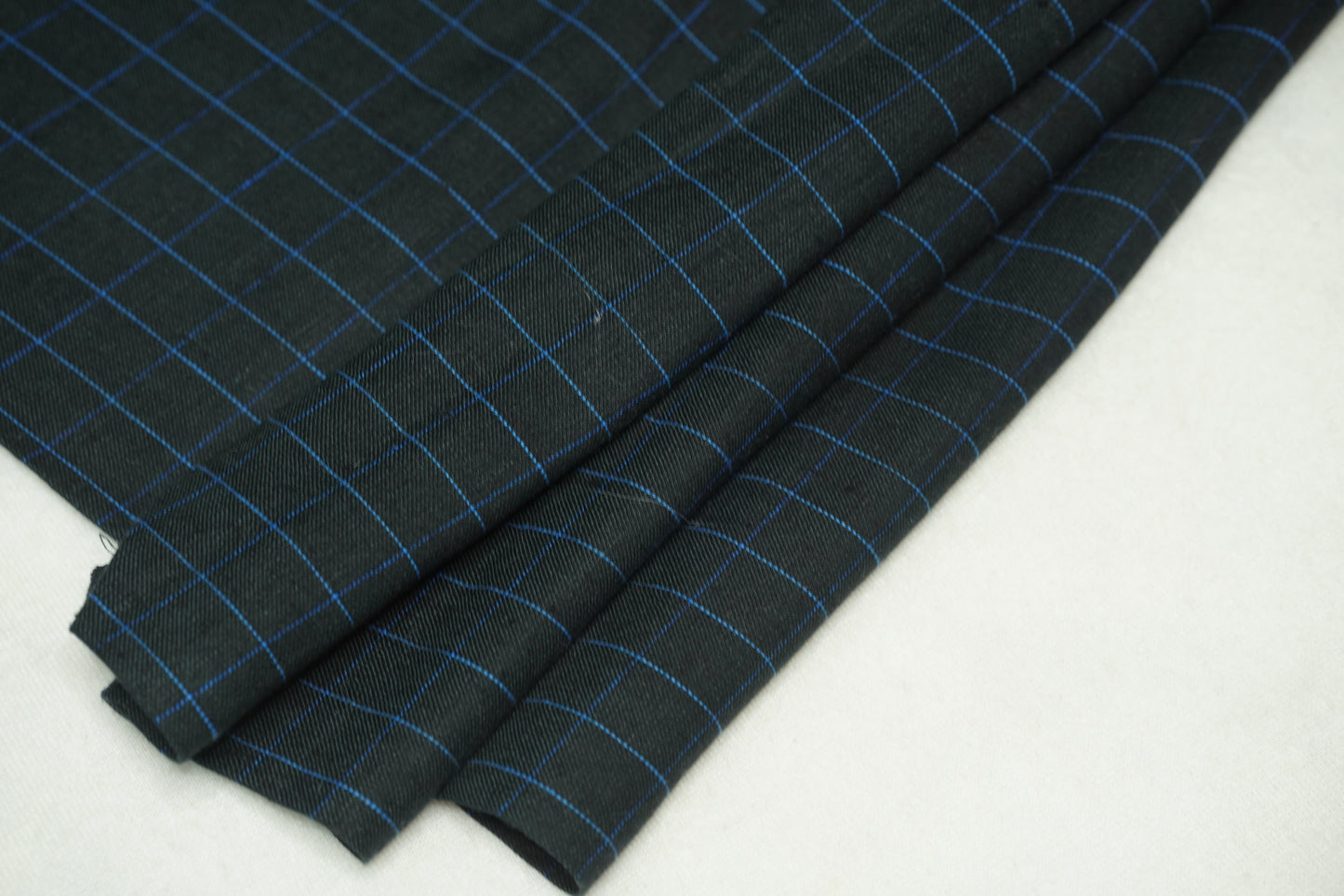 Graph Check on Space Blue base - Linen Fabric(Suiting) - OrganoLinen