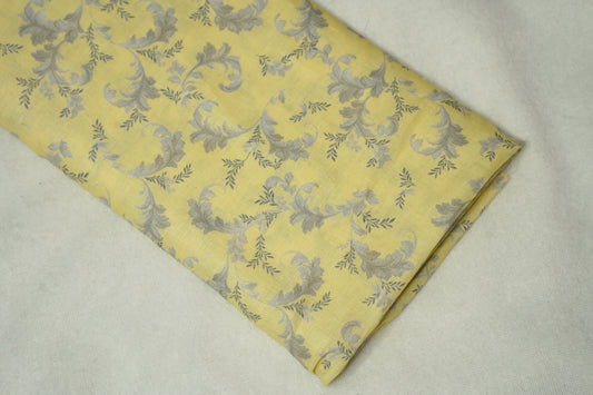 Digital Floral Print on Yellow base - Linen Fabric - OrganoLinen