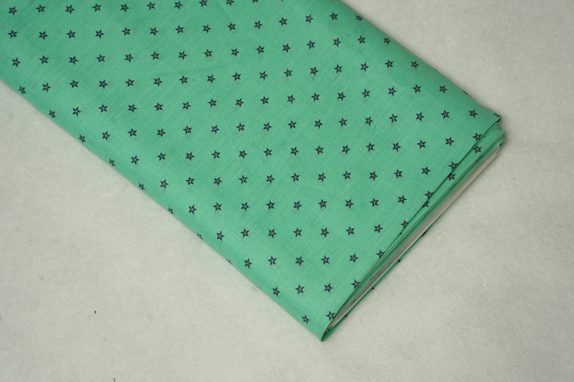 Digital Micro Print on Green base - Linen Fabric - OrganoLinen