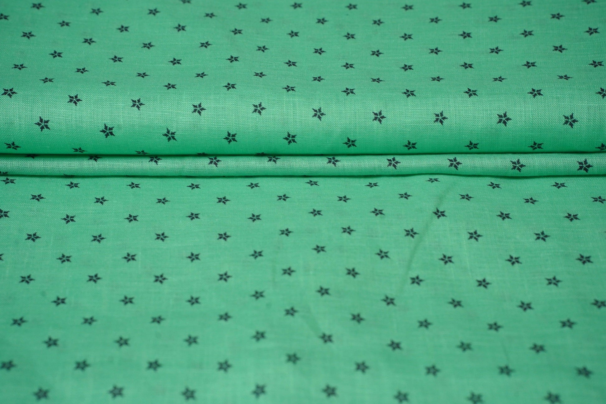 Digital Micro Print on Green base - Linen Fabric - OrganoLinen