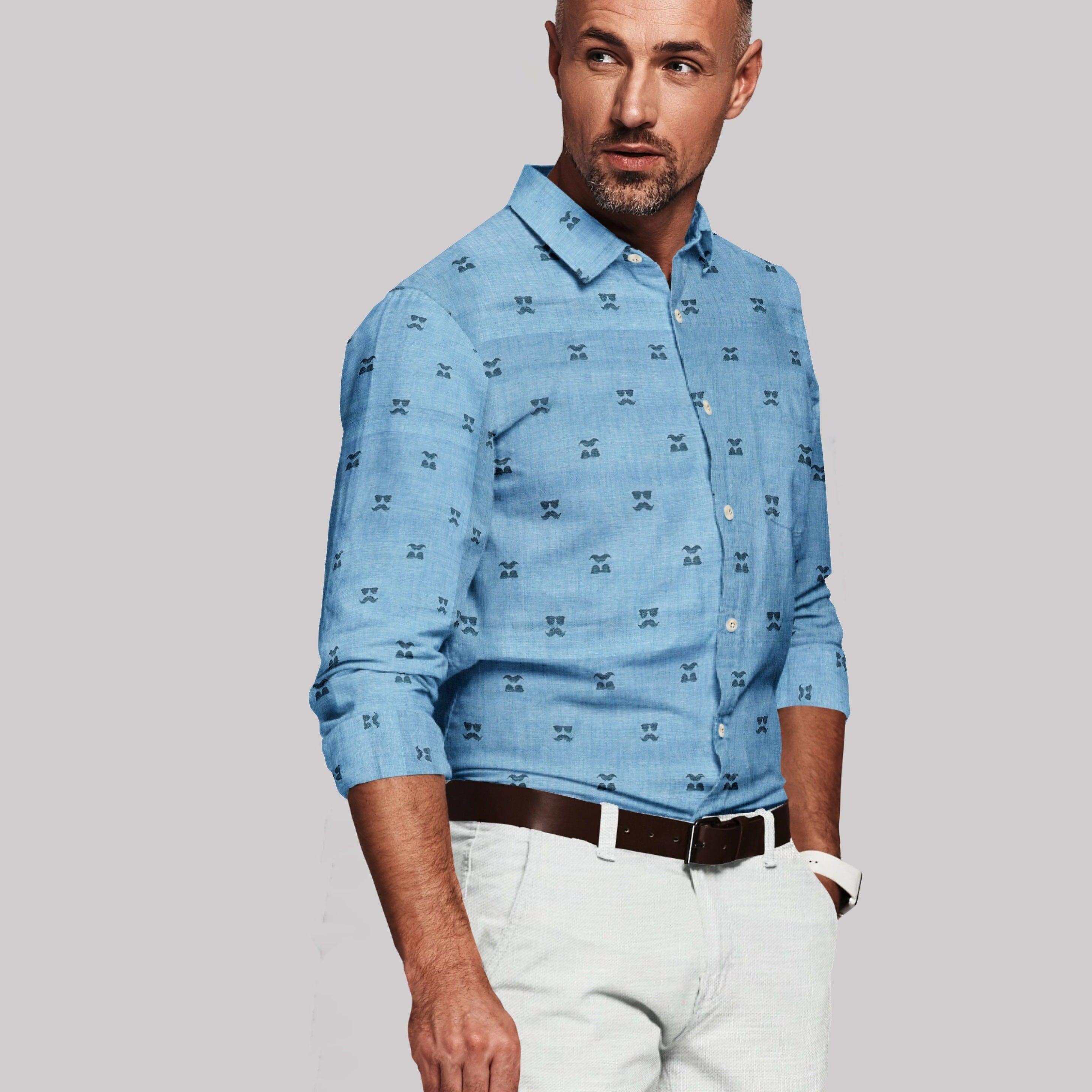 Buy Midnight Blue Safari Linen, Semi Formal Navy Solid Shirts for Men  Online