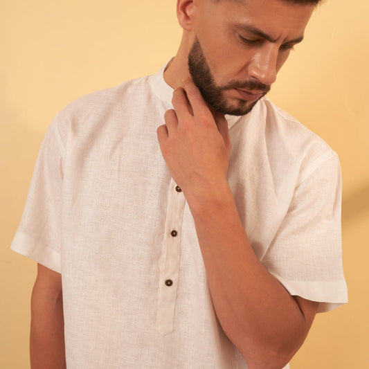 Men's Kurta Linen Shirt – Avi by OrganoLinen